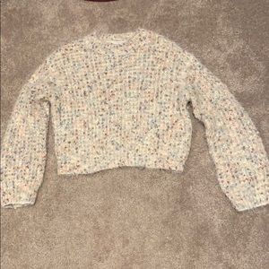 Multi colored thick popcorn crop sweater